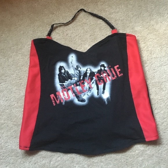 OOAK reconstructed DIY Motley Crue Halter top - Picture 3 of 5