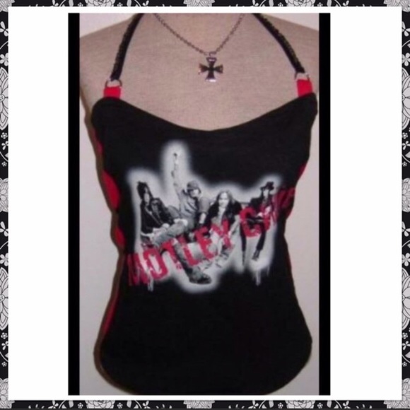 OOAK reconstructed DIY Motley Crue Halter top - Picture 2 of 5