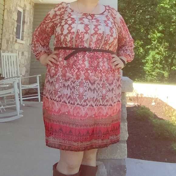 3/4 sleeve knee length dress