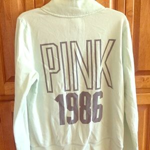 PINK jacket quarter zip in seafoam green