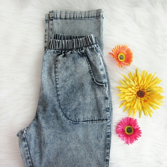 Denim - HUGE SALE - Acid Wash Stretch Band Jeans