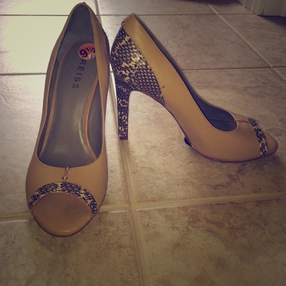 Reiss tan & snakeskin heels