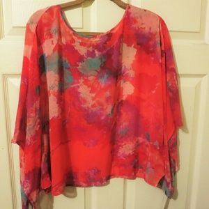 A.n.a Red Floral Combo Poncho