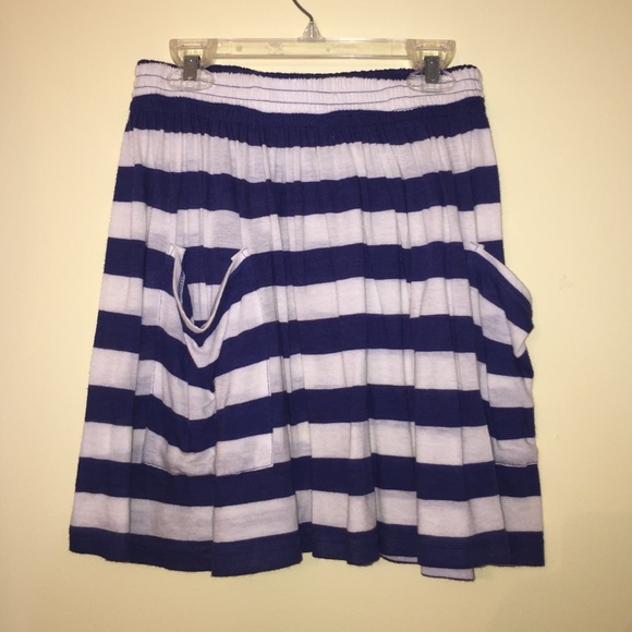 Navy and White Striped Skirt
