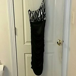 Zebra Print and black silky dress