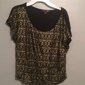 Black and Gold Aztec Print Top