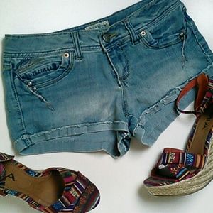 Paris Blues light wash denim cutoff shorts