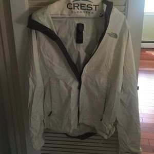 off white and grayish purple women's rain jacket