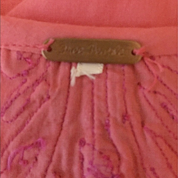 Free People Salmon Pink Embroidered Crop Top - Picture 4 of 4