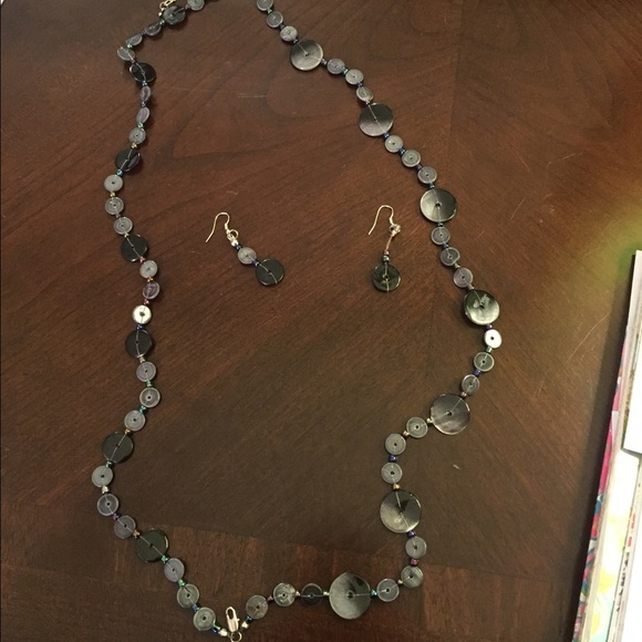 Double odd over or long necklacematching earrings