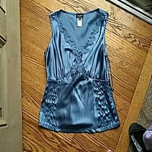 Silky Blouse with Lace Trim