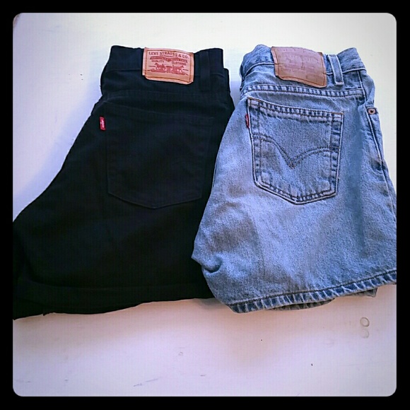 Vintage Levi high waisted shorts,  black and denim