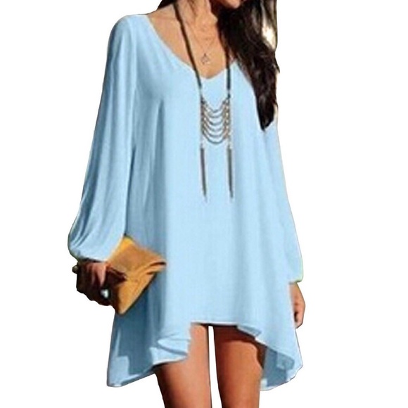 QIYUN Dresses & Skirts - QIYUN.Z
Women's Long Batwing Sleeve Mini V-Neck