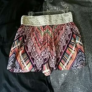 Floral/Tribal Shorts with Elastic Band