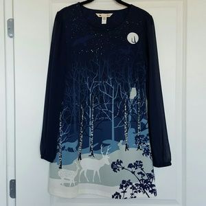 Yumi Short Whimsical Winter Scene Dress