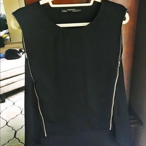 All Saints black blouse tank with zippers