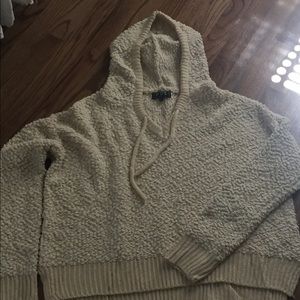 Popcorn knit hooded sweater clearance