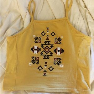 Crop top mustard/yellow with tribal design
