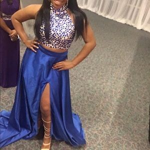 Open back jeweled 2 piece gown size 12