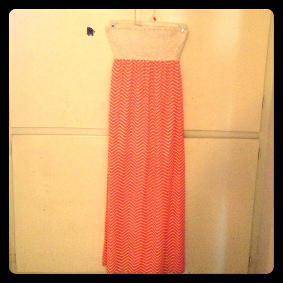 Coral open back maxi dress