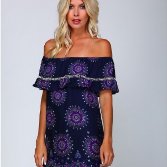 Just in!! Off-shoulder navy dress NWT