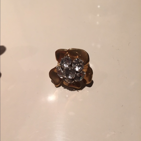 Gold and crystal flower ring Jcrew