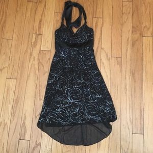 Black High-Low Halter-Style Cocktail Dress