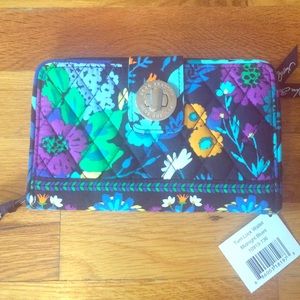 Vera Bradley Turn Lock Wallet Midnight Blues