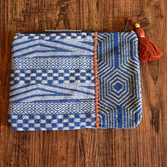 Southern Girl Fashion Handbags - EMBROIDERED BAG Geometric Ethnic Mini Pouch Clutch