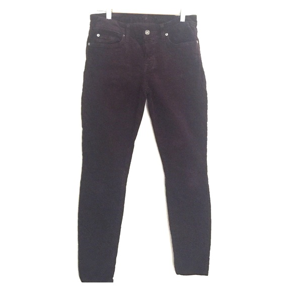 7 dark Maroon skinny leg corduroy jeans