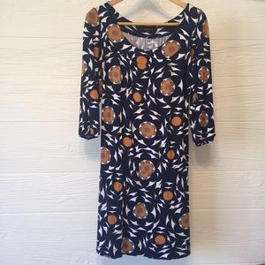 BCBGMaxAzria Navy Blue Floral Pattern Dress