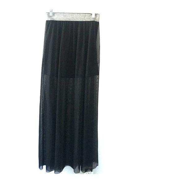 Chiffon Maxi Skirt w/ glittery, stretchy waistband - Picture 1 of 1