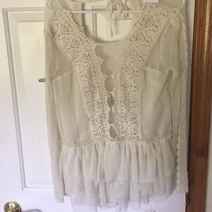 Free people lace peplum style blouse