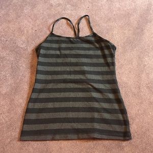 Lulu lemon black and gray striped power Y