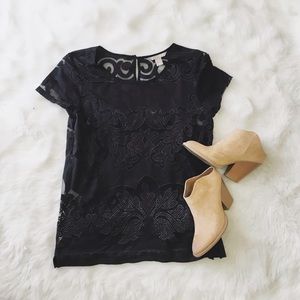 Lace pattern cut out shirt
