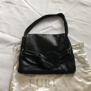 Furla black leather handbag from Italy