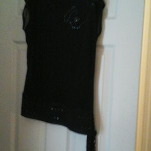 EXPRESS BLACK SHEER SLEEVELESS TOP WITH BEADING M