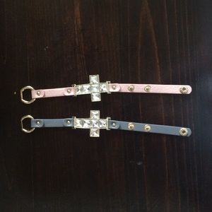 Rhinestone cross bracelet
