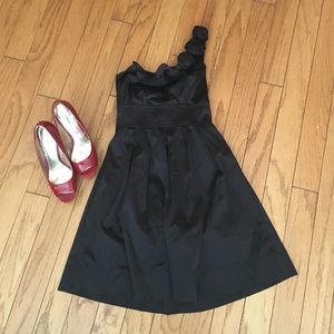 One shoulder black cocktail dress