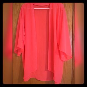 Neon coral swim cover-up