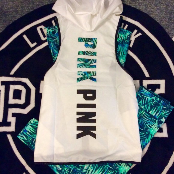 VS PINK~ sleeveless Fern graphic anorak M L