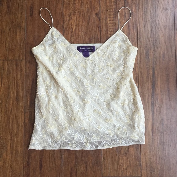 Ralph Lauren Collection Beaded Silk Cami SZ 4