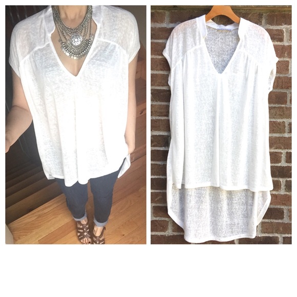 Ezra Tops - 🚨SOLD🚨Sheer White High Low Tunic Top