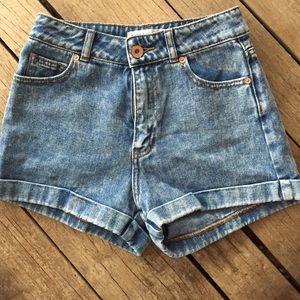 High waisted denim shorts
