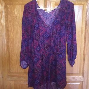 patterned long sleeve romper