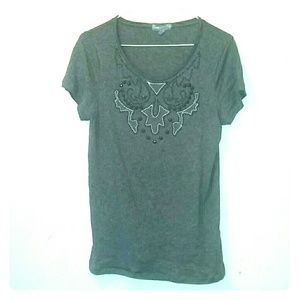 Beautiful J.Crew gem detailed gray shirt