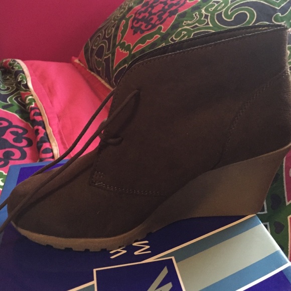 Brown Wedge Booties
