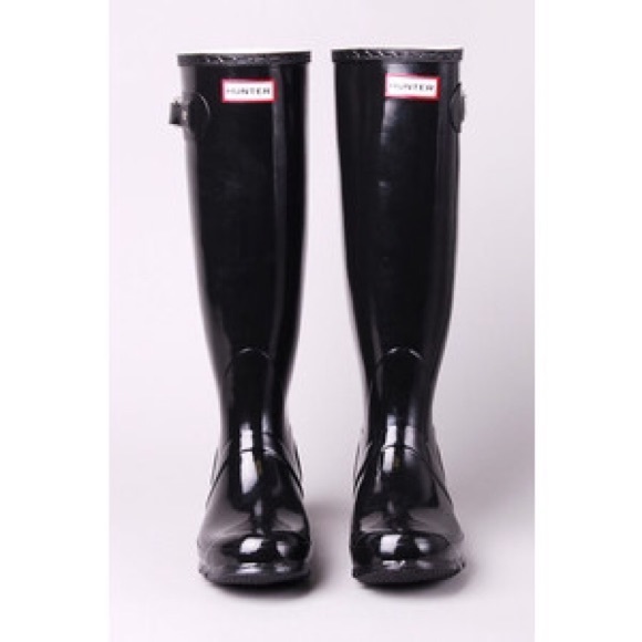 Black tall hunter rain boots