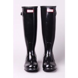 Black tall hunter rain boots