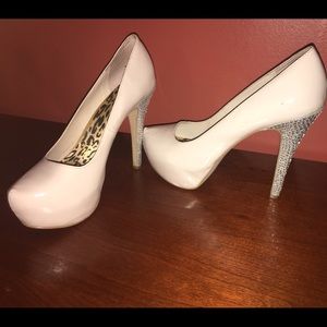 Ivory blinged out heels